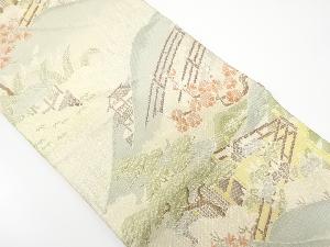 佐賀錦　屋敷風景に遠山・枝梅模様織り出し　袋帯